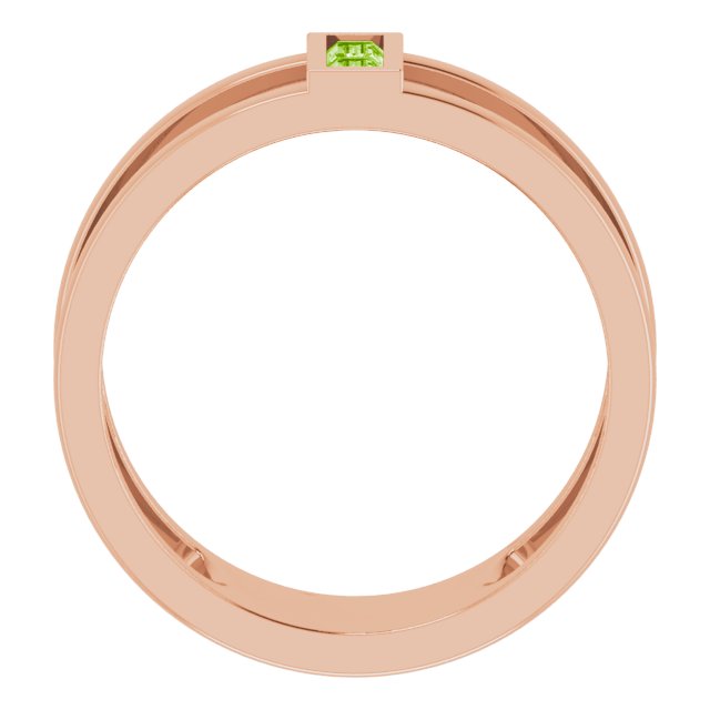 14K Gold Straight Baguette Natural Peridot Baguette Negative Space Ring - Rose Gold - view 2