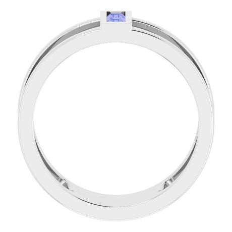 Platinum Straight Baguette Natural Tanzanite Baguette Negative Space Ring - view 2