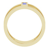 14K Gold Straight Baguette Natural Tanzanite Baguette Negative Space Ring - Yellow Gold - view 2