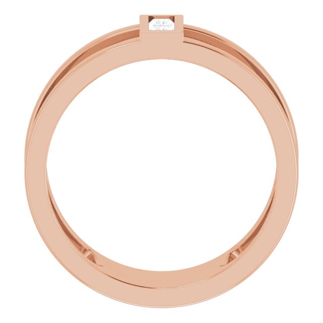 14K Gold Straight Baguette Natural Diamond Baguette Negative Space Ring - Rose Gold - view 2