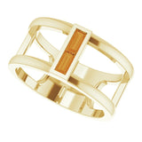 14K Gold Straight Baguette Natural Citrine Baguette Negative Space Ring - Yellow Gold - view 5
