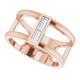 14K Gold Straight Baguette Natural Diamond Baguette Negative Space Ring - Rose Gold - view 5