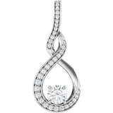 14K Gold Round Lab-Grown Diamond Infinity-Inspired Pendant - White Gold