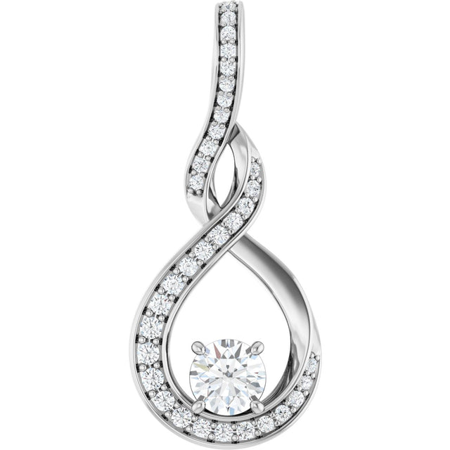 14K Gold Round Lab-Grown Diamond Infinity-Inspired Pendant - White Gold