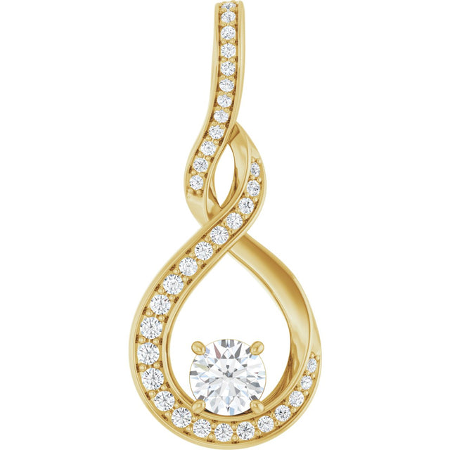 14K Gold Round Lab-Grown Diamond Infinity-Inspired Pendant - Yellow Gold