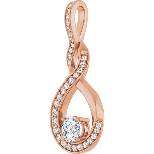 14K Gold Round Lab-Grown Diamond Infinity-Inspired Pendant - Rose Gold - view 2