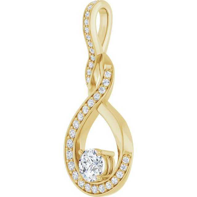 14K Gold Round Lab-Grown Diamond Infinity-Inspired Pendant - Yellow Gold - view 2