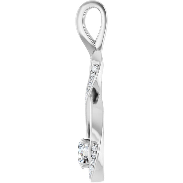 14K Gold Round Lab-Grown Diamond Infinity-Inspired Pendant - White Gold - view 3