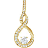 14K Gold Round Natural Diamond Infinity-Inspired Pendant – 3/8 CTW - Yellow Gold