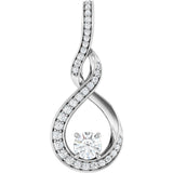 14K Gold Round Natural Diamond Infinity-Inspired Pendant – 3/8 CTW - White Gold