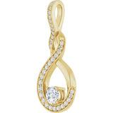14K Gold Round Natural Diamond Infinity-Inspired Pendant – 3/8 CTW - Yellow Gold - view 2