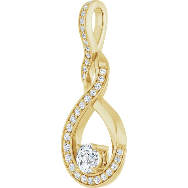 14K Gold Round Natural Diamond Infinity-Inspired Pendant – 3/8 CTW - Yellow Gold - view 2