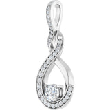 14K Gold Round Natural Diamond Infinity-Inspired Pendant – 3/8 CTW - White Gold - view 2