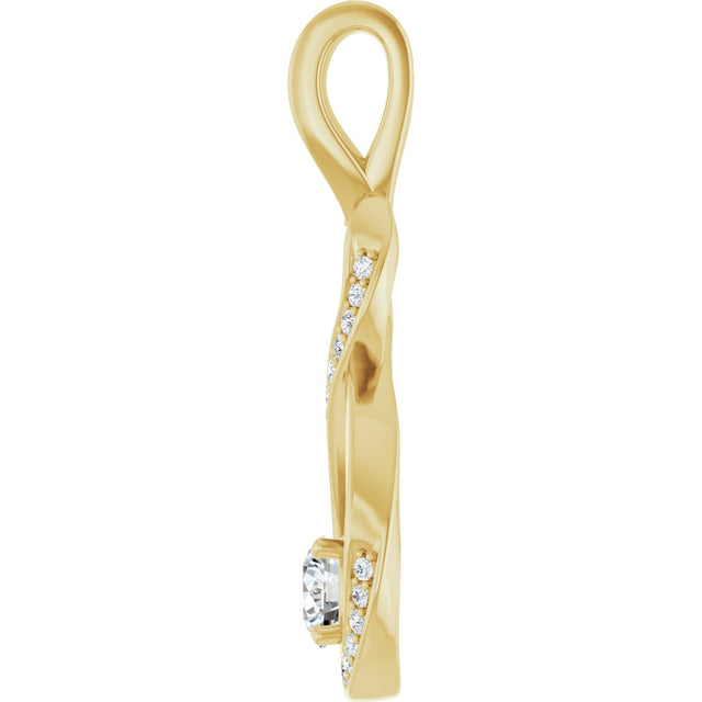 14K Gold Round Natural Diamond Infinity-Inspired Pendant – 3/8 CTW - Yellow Gold - view 3