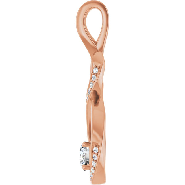 14K Gold Round Natural Diamond Infinity-Inspired Pendant – 3/8 CTW - Rose Gold - view 3