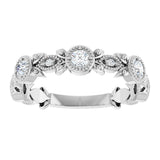 Platinum Round Natural Diamond Leaf Ring – 2.5mm Stones - view 3