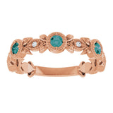 14K Gold Round Lab-Grown Alexandrite Leaf Ring - Rose Gold - view 3