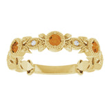 14K Gold Round Natural Citrine Leaf Ring - Yellow Gold - view 3