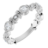 Platinum Round Natural Diamond Leaf Ring – 2.5mm Stones