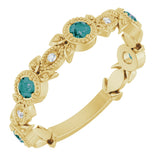 14K Gold Round Lab-Grown Alexandrite Leaf Ring - Yellow Gold