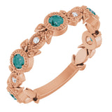 14K Gold Round Lab-Grown Alexandrite Leaf Ring - Rose Gold