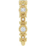 14K Gold Round Natural Diamond Leaf Ring – 2.5mm Stones - Yellow Gold - view 4