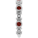 Platinum Round Natural Mozambique Garnet Leaf Ring - view 4