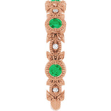 14K Gold Round Natural Lab-Grown Emerald Leaf Ring - Rose Gold - view 4