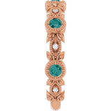 14K Gold Round Lab-Grown Alexandrite Leaf Ring - Rose Gold - view 4