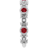 14K Gold Round Natural Ruby Leaf Ring - White Gold - view 4