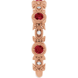 14K Gold Round Natural Ruby Leaf Ring - Rose Gold - view 4
