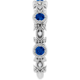 14K Gold Round Natural Blue Sapphire Leaf Ring - White Gold - view 4