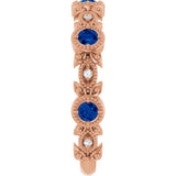 14K Gold Round Natural Lab-Grown Blue Sapphire Leaf Ring - Rose Gold - view 4