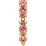 14K Gold Round Natural Pink Tourmaline Leaf Ring - Rose Gold - view 4
