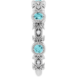 14K Gold Round Natural Blue Zircon Leaf Ring - White Gold - view 4