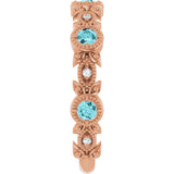 14K Gold Round Natural Blue Zircon Leaf Ring - Rose Gold - view 4