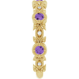 14K Gold Round Natural Amethyst Leaf Ring - Yellow Gold - view 4