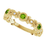 14K Gold Round Natural Peridot Leaf Ring - Yellow Gold - view 5