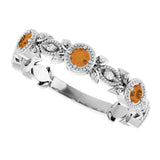Platinum Round Natural Citrine Leaf Ring - view 5