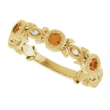 14K Gold Round Natural Citrine Leaf Ring - Yellow Gold - view 5