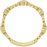 14K Gold Round Natural Diamond Leaf Ring – 2.5mm Stones - Yellow Gold - view 2