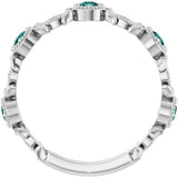 Platinum Round Natural Alexandrite Leaf Ring - view 2