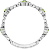 14K Gold Round Natural Peridot Leaf Ring - White Gold - view 2