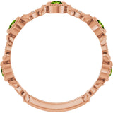 14K Gold Round Natural Peridot Leaf Ring - Rose Gold - view 2