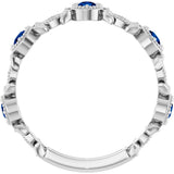 14K Gold Round Natural Blue Sapphire Leaf Ring - White Gold - view 2