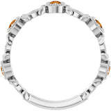 Platinum Round Natural Citrine Leaf Ring - view 2