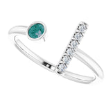 Platinum Round Lab-Grown Alexandrite Bar Ring - view 5