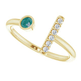 14K Gold Round Lab-Grown Alexandrite Bar Ring - Yellow Gold - view 5