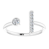 Platinum Round Natural Diamond Bar Ring – 3mm Stones - view 3