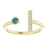 14K Gold Round Lab-Grown Alexandrite Bar Ring - Yellow Gold - view 3